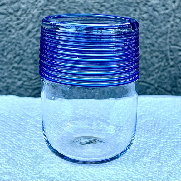 PEET ROBISON Handblown Blue Wrap Glasses - Set of 8